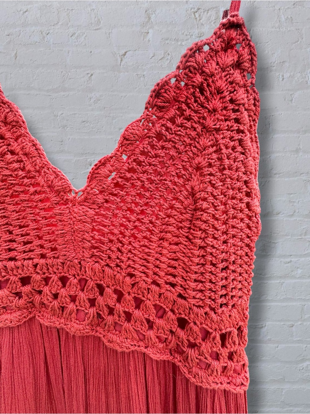 NWOT Streetwear Society Crochet Lace High Low Rayon Maxi Dress Orange Size M - Picture 3 of 9